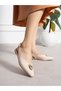 Vassero Cream Buckle Detail Women's Ballerinas - 3