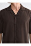 Lcw Vision Brown Regular Fit Resort Collar Krinkle Men's Shirt - 3