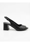 Mia Stilo-1418 Genuine Leather Women's Daily & Night Thick Heeled Printed Perforated Black Shoes - 4