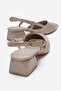 Women's Buckle-Strapped Open-Back Heeled Shoes Beige Yanki̇ - 4