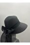 Women's Premium Straw Bow Detailed Summer Hat 58-60 cm Wide Brim Beach Hat - 4