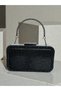 Black Stone Women's Evening Dress Bag with Black Handle Detail for Wedding Engagement Graduation - 3