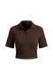 Padded Premium Polo Collar Blouse - Brown
