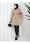 Polka Dot Waist Gathered Hijab Trench Coat Rc3134 - 6