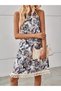 Women's Halter Neck Skirt Tassel Halter Neck Floral Pattern Single Jersey Dress - 3