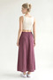 Women's Midi Skirt with Elastic Waist and Pocket Detail, High Waist - 6