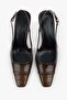 Women's Dona Brown Crocodile Blunt Toe Heeled Stiletto - 2