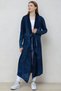 Women's Shawl Collar Belted Long Pocketed Loose Cotton Knitwear Cardigan - 2
