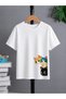 Unisex Oversize T-Shirt Three Cats Printed 100% Cotton T-Shirt Comfortable Fit