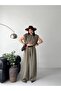 Women's Trendy Belted Trousers Padded Crop Blouse Loose Set - 4