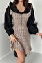 Tile Sleeve Poplin Garnished Dress - 4
