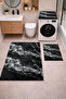 Non-Slip Base Digital Printed 3-Piece Bathroom Mat Set – Washing Machine, Toilet Seat, and Bathroom Rug