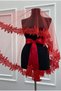 Red Bridal Veil Set, Guipure and Pearl Decorated Henna Night Veil Alı Cover 6 Pieces - 5