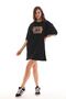 Women's Printed T-Shirt Short Sleeve Crew Neck Oversize Comfortable Fit T-Shirt - Black - 3