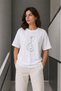 Women's Minimal Guitar Print T-Shirt Summer Short Sleeve Crew Neck T-Shirt - White Mariposa S - 3