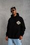 Men's 3 Thread Cotton Hooded Printed Oversize Sweatshirt Hoodie with Pockets - Black - 4