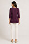 Women's Plum Lace Shoulder Detailed 3/4 Sleeve Comfortable Fit Blouse - 4