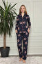 Floral Patterned Buttoned Long Sleeve Pajama Set - 2