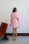 Women's Candy Pink V-Neck Belt Detailed Stylish Buttoned Premium Quality Lined Summer Mini Shirt Dress - 4