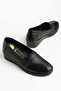 Large Size Genuine Leather Women's Wedge Heeled Casual Shoes Black Side Stretch - 3