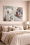 Gray and White Floral Modern 2-Piece Decorative Glass Painting Set for Office and Home - 3