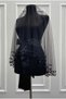 Black Bridal Veil Set, Sparkling Double Row Crystal Stone Decorated, Henna Night Veil Coverlet 6 Pieces - 4