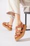 Liona Double Buckle Genuine Leather Women's Sandals Tan Skin - 2