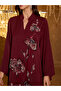 Burgundy Floral Embroidery A-Line Jalabiya - 3