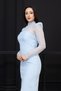Strapless Dress with Lace Bolero Detail - Baby Blue - 3