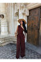 Coffee Color One-Shoulder Gathered Casual Jumpsuit - 2