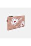 Women's Salmon Flower Motif Beaded Straw Clutch - 2