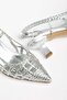 Women's Short Heeled Shoes Silver Mesh Material Pointed Shape - 2