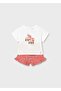 Baby Girl Combed Cotton Shorts Set Pink - 2