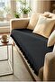 Linen Cotton Sofa Cover with Ruffles Black 90X200 cm Stylish and Natural Look - 3
