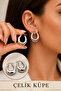 Women's White Color Chubby Hoop Stainless Steel Earrings
