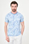 Patterned Slim Fit Crew Neck Short Sleeve Men's T-Shirt Blue - 36881.26Y