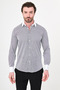 Striped Slim Fit Polycort Collar Cufflinks Long Sleeve Men's Shirt Black - 27149.26Y - 4