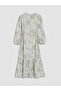 Lcw Everyday Ruffled Collar Patterned Belted Dress - 7