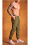 Men's Khaki Elastic Cuffed 3-Pocket Zippered Parachute Sweat-Wicking Trousers with Back Pockets - 5