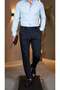 Buckleless pants navy blue