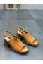 Tan Suede Heeled Women's Daily Sandals - 5