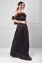 Women's Chiffon Fabric Flounce Detailed Lined Long Dress - 3