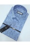 Short Sleeve Men's Shirt with Floral Pattern and Dots on Blue Background - 5