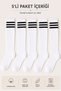 5 Pairs Women's Striped Knee High Socks Sports School Daily College Socks - 4