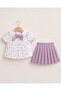 Baby Girl Floral Patterned Blouse and Pleated Skirt Set - 4