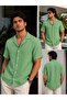 Apaş Collar Cotton Linen Flam Pattern Soft Textured, Sweat-Proof, Air-Permeable Men's Summer Single Shirt