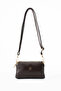 Brown Women's Faux Leather 3-Compartment Metal Zippered Cross Strap Small Shoulder Bag - 3