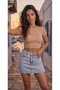 Light Blue Denim Mini Skirt with Rodeo Detail - 2
