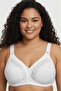 White Plus Size Premium Quality Women's Lace Gathering Bra C Cup - Comfortable Minimizer Wire Free Underwear Without Underwire and Sponge - 2