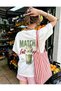 Women's Green Matcha Red Writing Latte Printed T-Shirt - 3